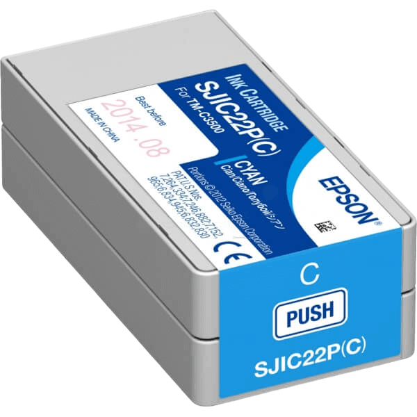 Epson Original SJIC22P C33S020602 cyan blækpatron | Indhold: 32,5 ml.