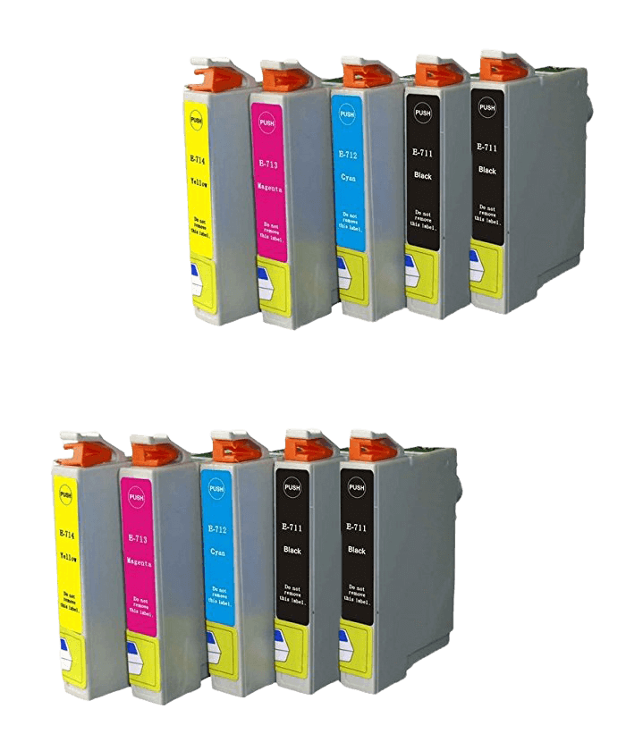 PixoJet Epson T0711 rabatpakke - 10 stk.