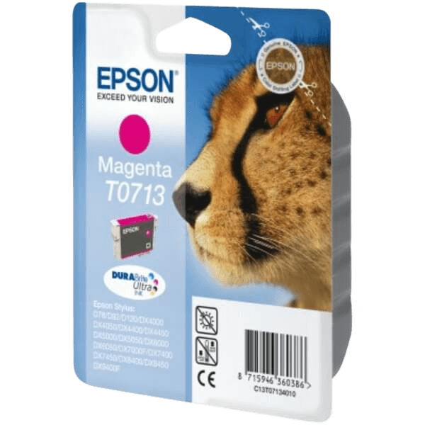 Epson Original T0713 C13T07134012 magenta blækpatron | Indhold: 5,5 ml.