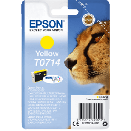 Epson Original T0714 C13T07144012 gul blækpatron | Indhold: 5,5 ml.