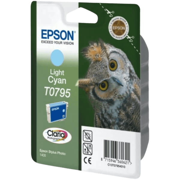 Epson Original T0795 C13T07954010 XL lys cyan blækpatron | Indhold: 11,1 ml.