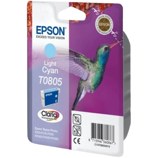 Epson Original T0805 C13T08054011 lys cyan blækpatron | Indhold: 7,4 ml.