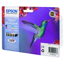 Epson Original T0807 C13T08074011 CMYK rabatpakke | Indhold: 6 x 7,4 ml.