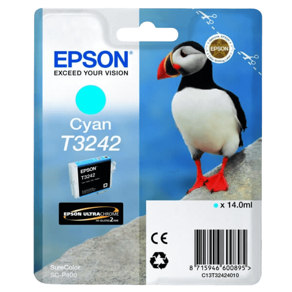 Epson Original T3242 C13T32424010 cyan blækpatron | Indhold: 14 ml.