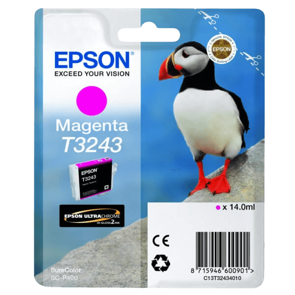 Epson Original T3243 C13T32434010 magenta blækpatron | Indhold: 14 ml.