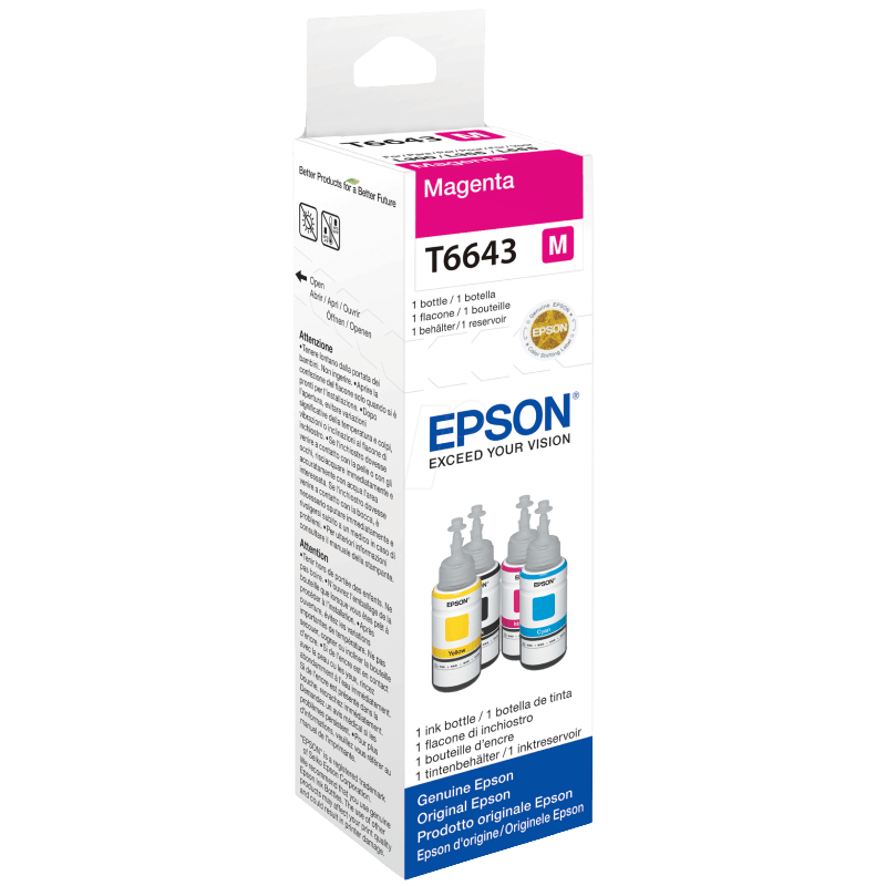 Epson Original T6643 C13T664340 magenta Blæk refill | Indhold: 70 ml.