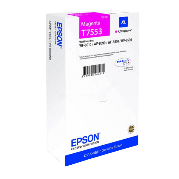 Epson Original T7553 C13T755340 XL magenta blækpatron | Indhold: 39 ml.