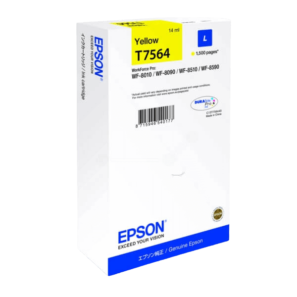 Epson Original T7564 C13T756440 gul blækpatron | Indhold: 14 ml.