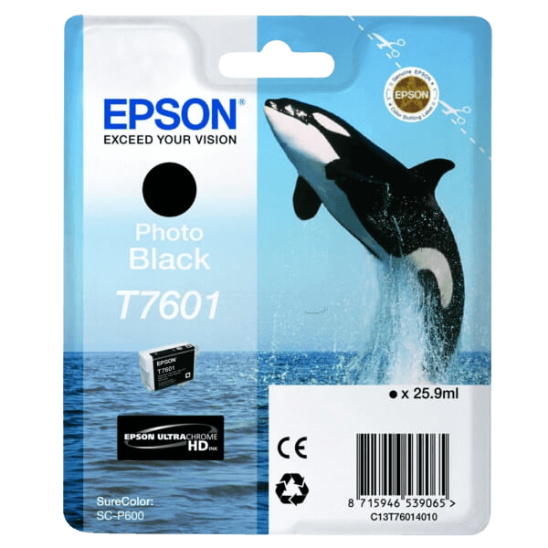 Epson Original T7601 C13T76014010 foto sort blækpatron | Indhold: 25,9 ml.