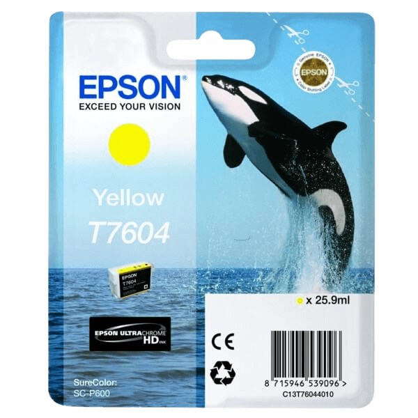 Epson Original T7604 C13T76044010 gul blækpatron | Indhold: 25,9 ml.