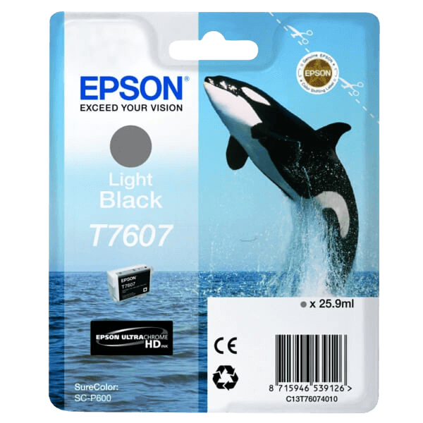 Epson Original T7607 C13T76074010 lys sort blækpatron | Indhold: 25,9 ml.