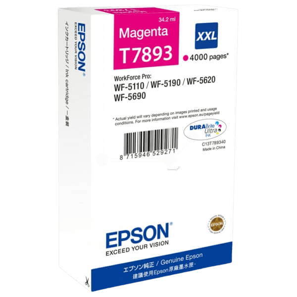 Epson Original T7893 C13T789340 XXL magenta blækpatron | Indhold: 34,2 ml.