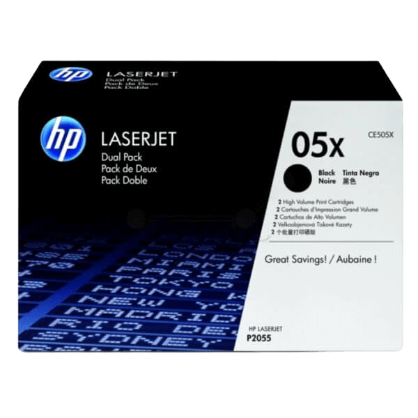HP Original 05X CE505XD XL twin pack sort toner | Indhold: 13000 sider