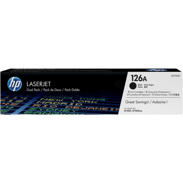 HP Original 126A CE310AD twin pack sort toner | Indhold: 2400 sider