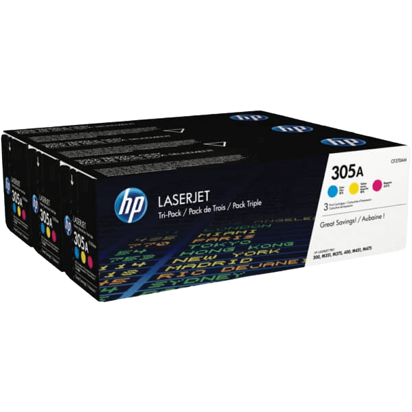 HP Original 305A CF370AM 3 farver i én rabatpakke | Indhold: 7800 sider