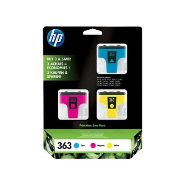 HP Original 363 CB333EE 3 farver i én rabatpakke | Indhold: 9 ml.