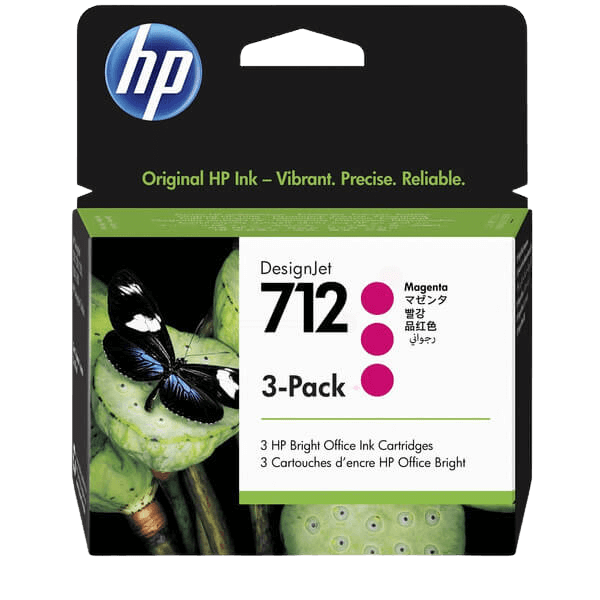 HP Original 712 3ED78A Triple pack magenta blækpatron | Indhold: 3 x 29 ml.