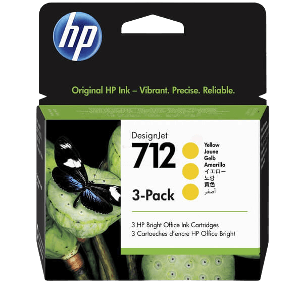 HP Original 712 3ED79A Triple pack gul blækpatron | Indhold: 3 x 29 ml.