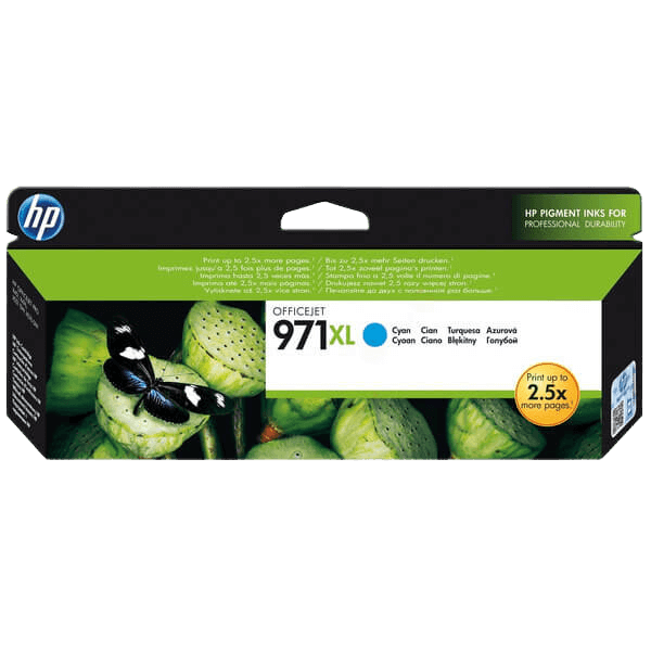 HP Original 971 CN626AE XL cyan blækpatron | Indhold: 6600 sider