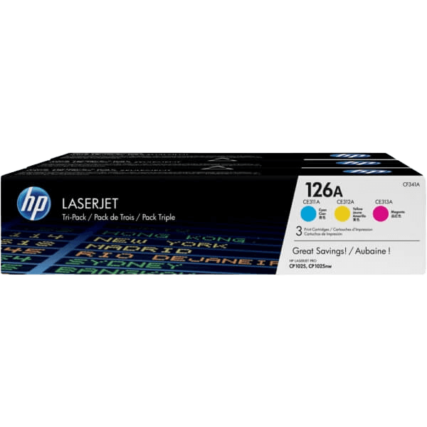 HP Original CF341A 126A 3 farver i én rabatpakke | Indhold: 1200 sider