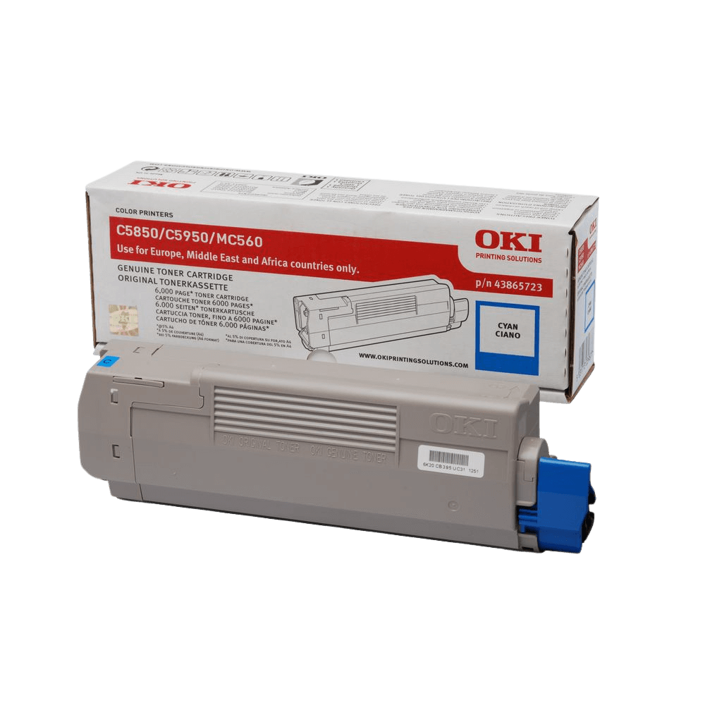 OKI Original 43865723 cyan toner | Indhold: 6000 sider